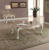 Chantelle Coffee Table with Marble Top, Pearl